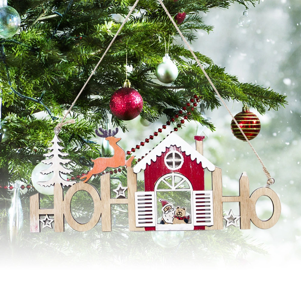 Christmas Elder Shape Decoration Use Wooden Painted House Hanging Home Indoor Closet Decoration Use Pendant