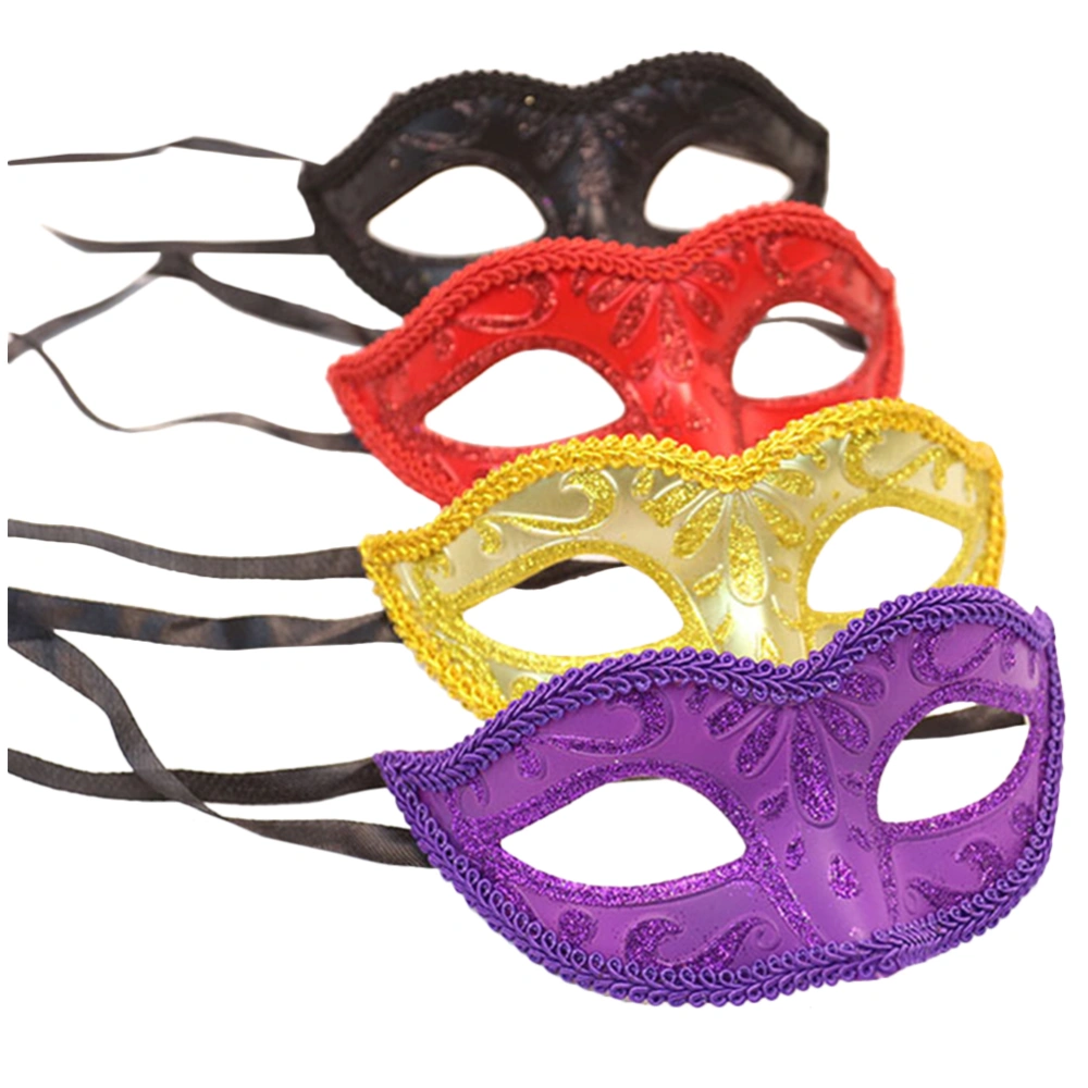 4PCS Golden Powder Half Face Mask Decor Holiday Costume Party Half-face Mask