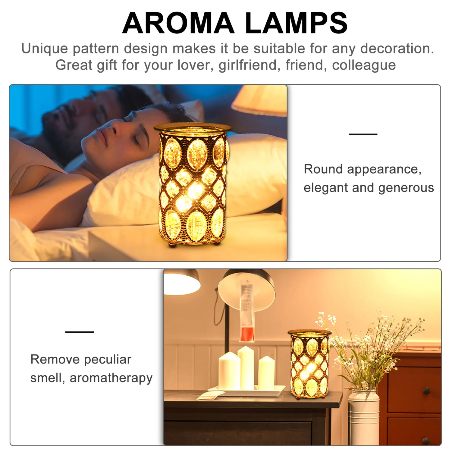 Creative Art Crystal Fragrance Warmer Elegant Small Night Light for Bedroom