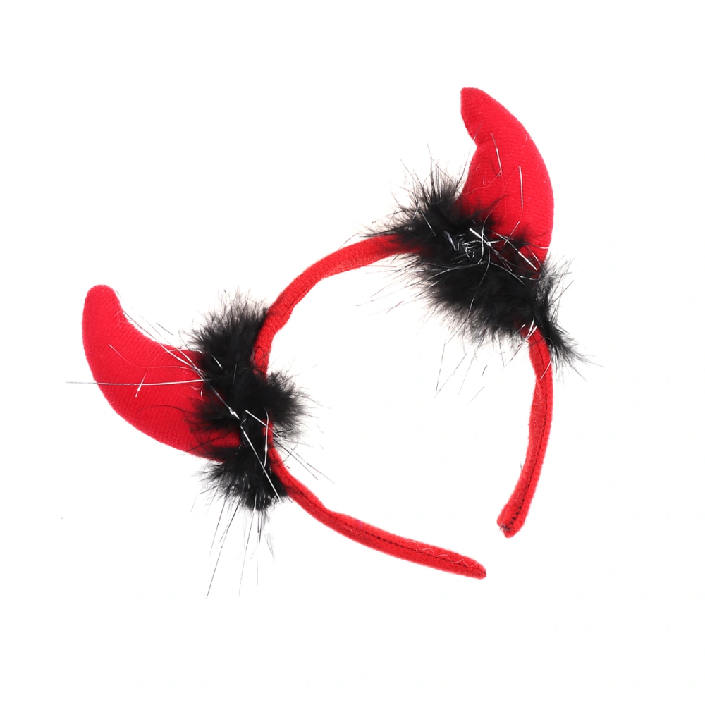 Halloween Devil Horn Headband Costume Accessory Headdress Halloween Mardi Gras Masquerade Party Supplies (Red)