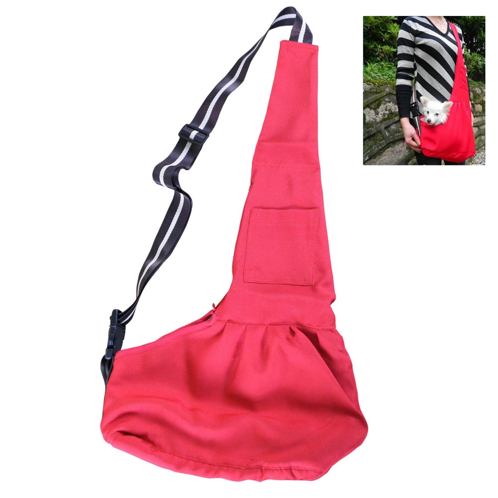 Durable Washable Oxford Cloth Single-shoulder Sling Bag Pet Dog Cat Carrier Bag - Size S (Red)