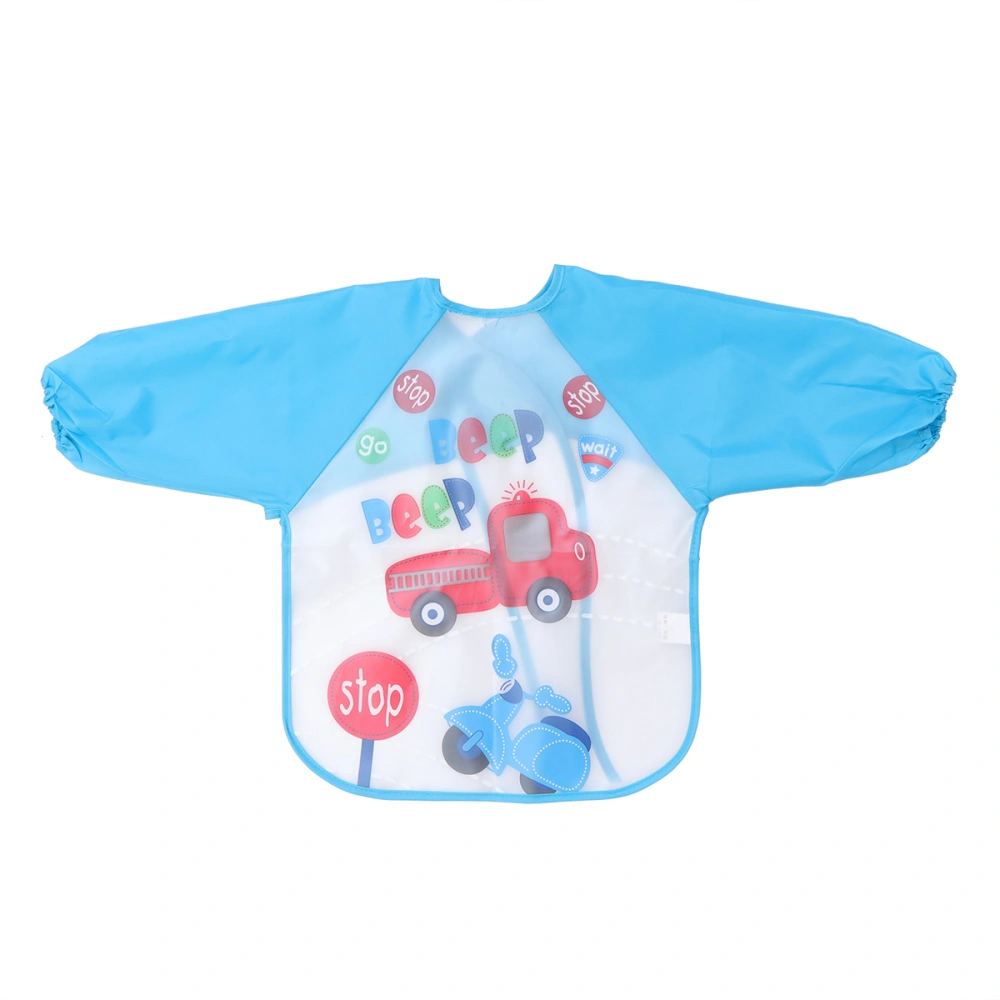 EVA Sky Blue Car Pattern Children Waterproof Smocks EVA Practical Aprons with Sleeves