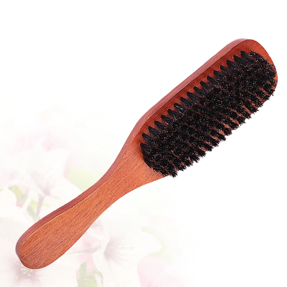 1pc Bristle Hair Brush Wooden Handle Hairstyling Comb Practical Hairbrush Hair Beauty Tool (Black Dark Red)