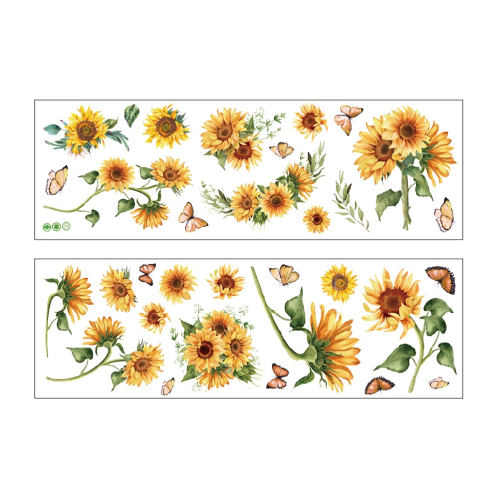 2 Sheets of Self-adhesive Wall Stickers Sunflower Pattern Wall Decals PVC Wall Stickers Wall Decors