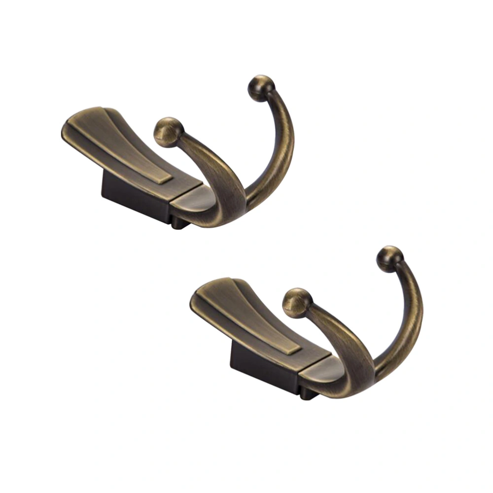 2pcs Zinc Alloy Double Hooks Hanger Wall Hook Coat and Hat Hanger for Kitchen Bathroom Office (Bronze)