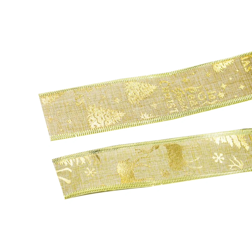 2Pcs 280x4.5x0.2cm Fabrics Gilding Printing Christmas Ribbons Shopping Mall Christmas Tree Decoration (Style C and Style DA)