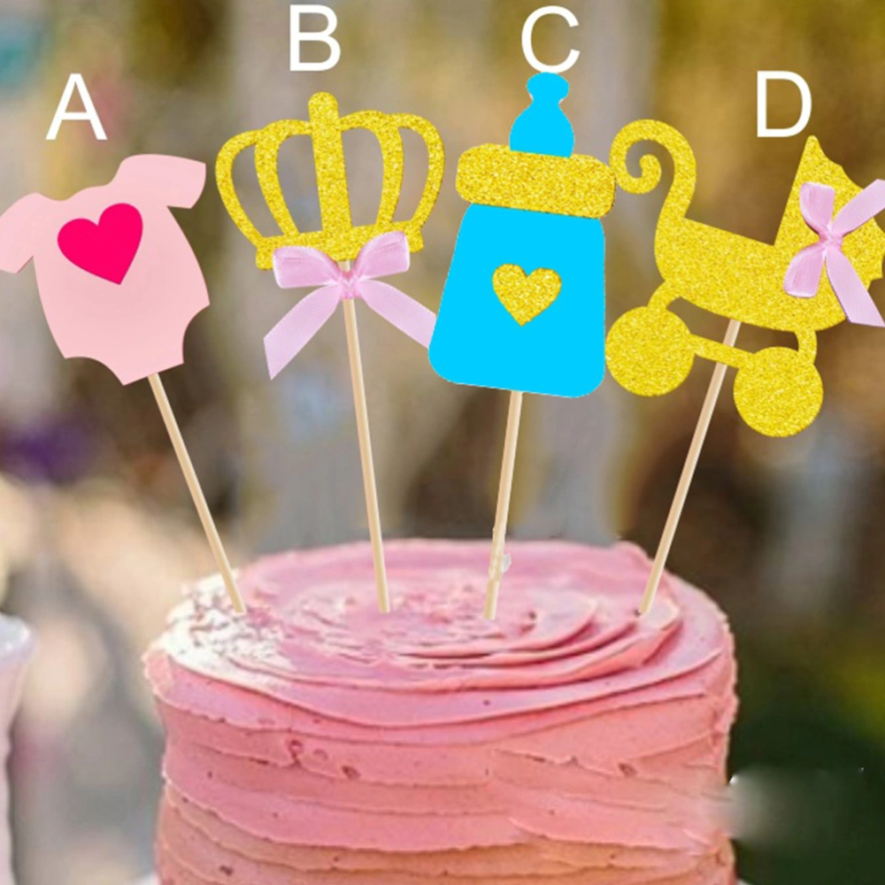 48PCS Baby Theme Cake Toppers Decorative Cupcake Muffin Food Fruit Toppers Picks for Baby Shower Birthday Party Decoration