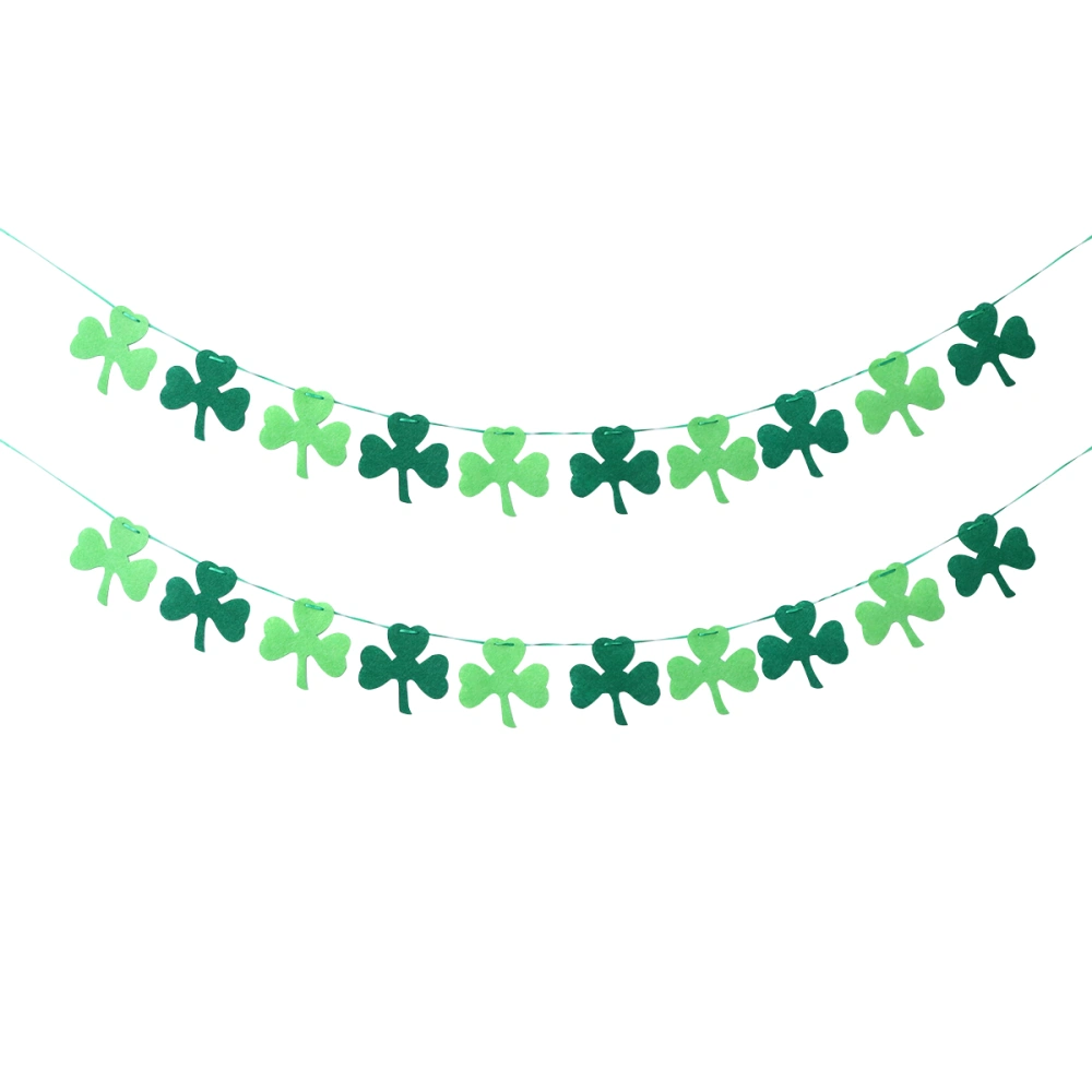 2 Set St. Patricks Day Shamrock Bunting Party Decoration Banner Delicate Clover Garland Festival Party Flag Layout Supply (10pcs in 1 Set)