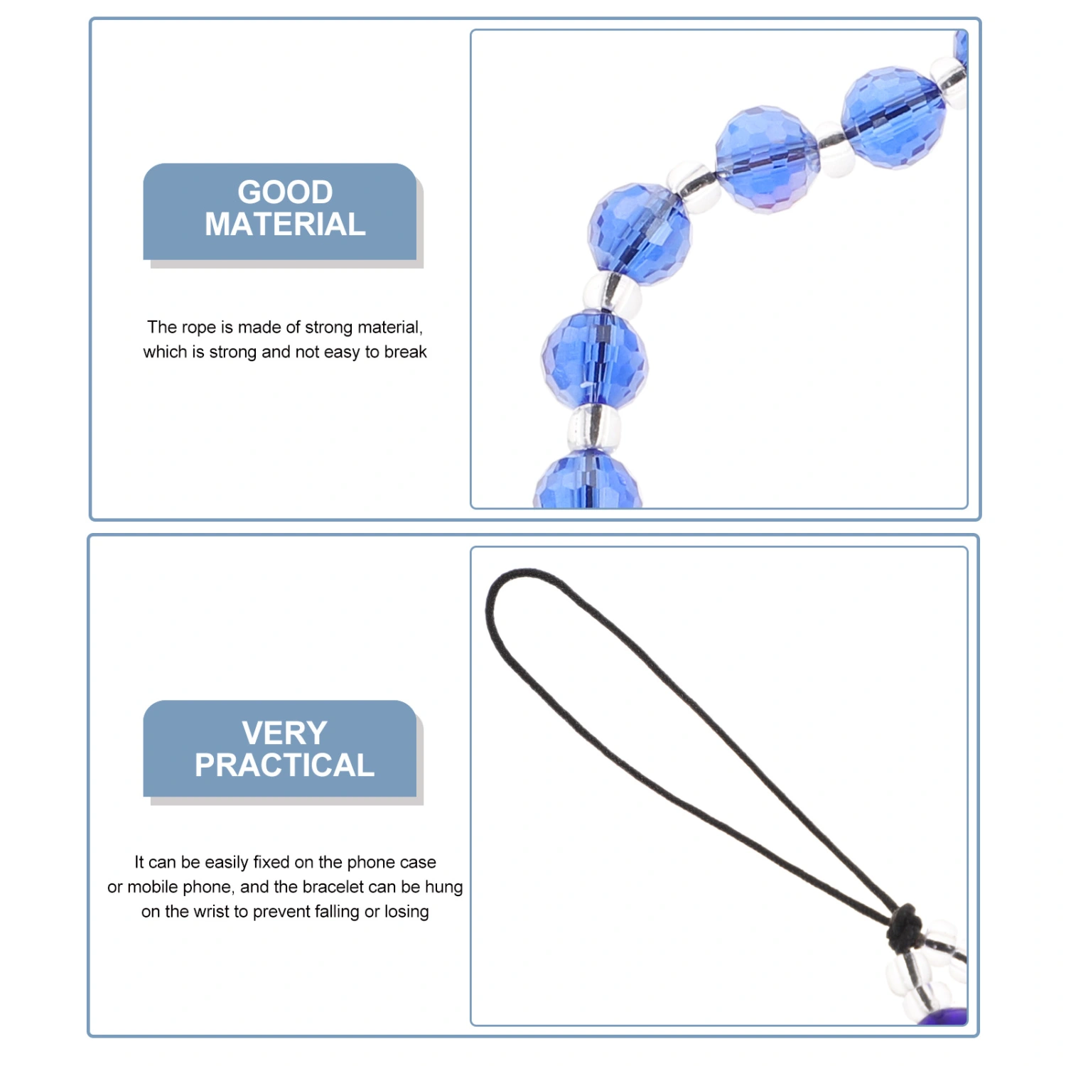 Crystal Beaded Mobile Phone Charm Anti-lost Wrist Phone Strap Beaded Phone Chain