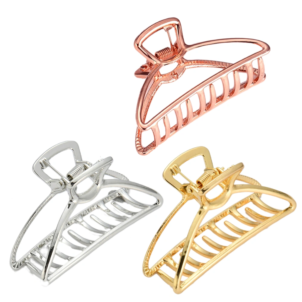 3pcs Hair Claw Clips Frosted Large Hair Claw Clamp for Women Girls (Rose Gold + Bright Gold + Bright Silver)