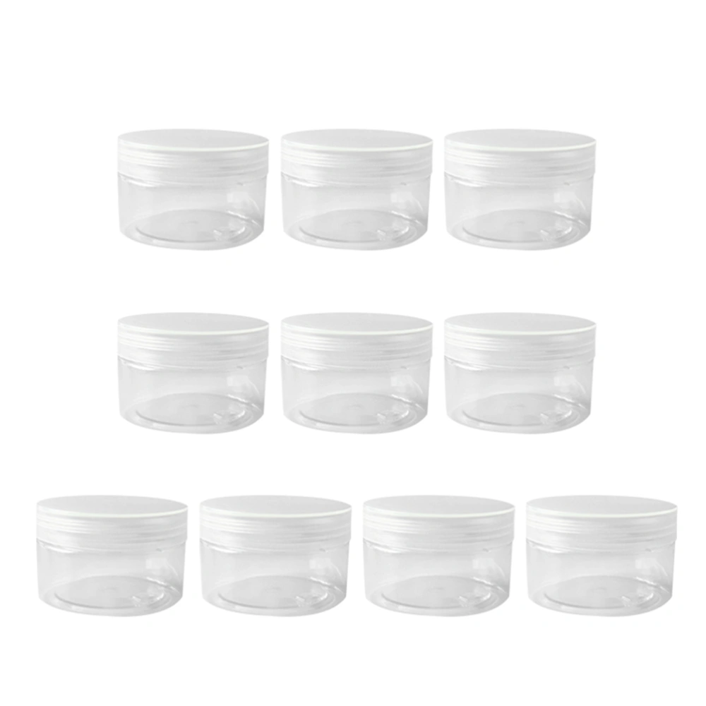 10pcs 100ml Plastic Storage Cases Empty Clear Wide-mouth Candy Biscuit Jars Cream Containers with Transparent Lid