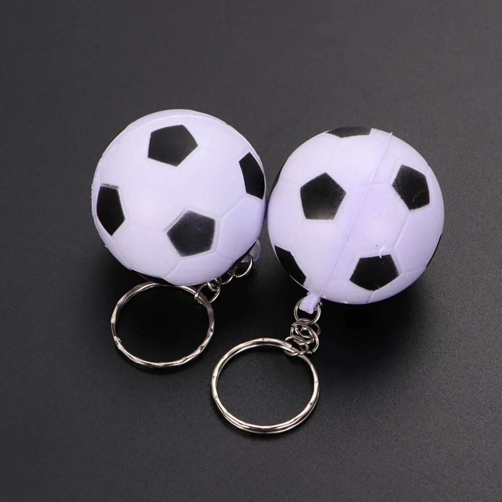 20pcs Black and White Soccer Keychain Sports Key Ring Charm PU Football Key Chain Bag Pendant Decorative School Prizes Gift