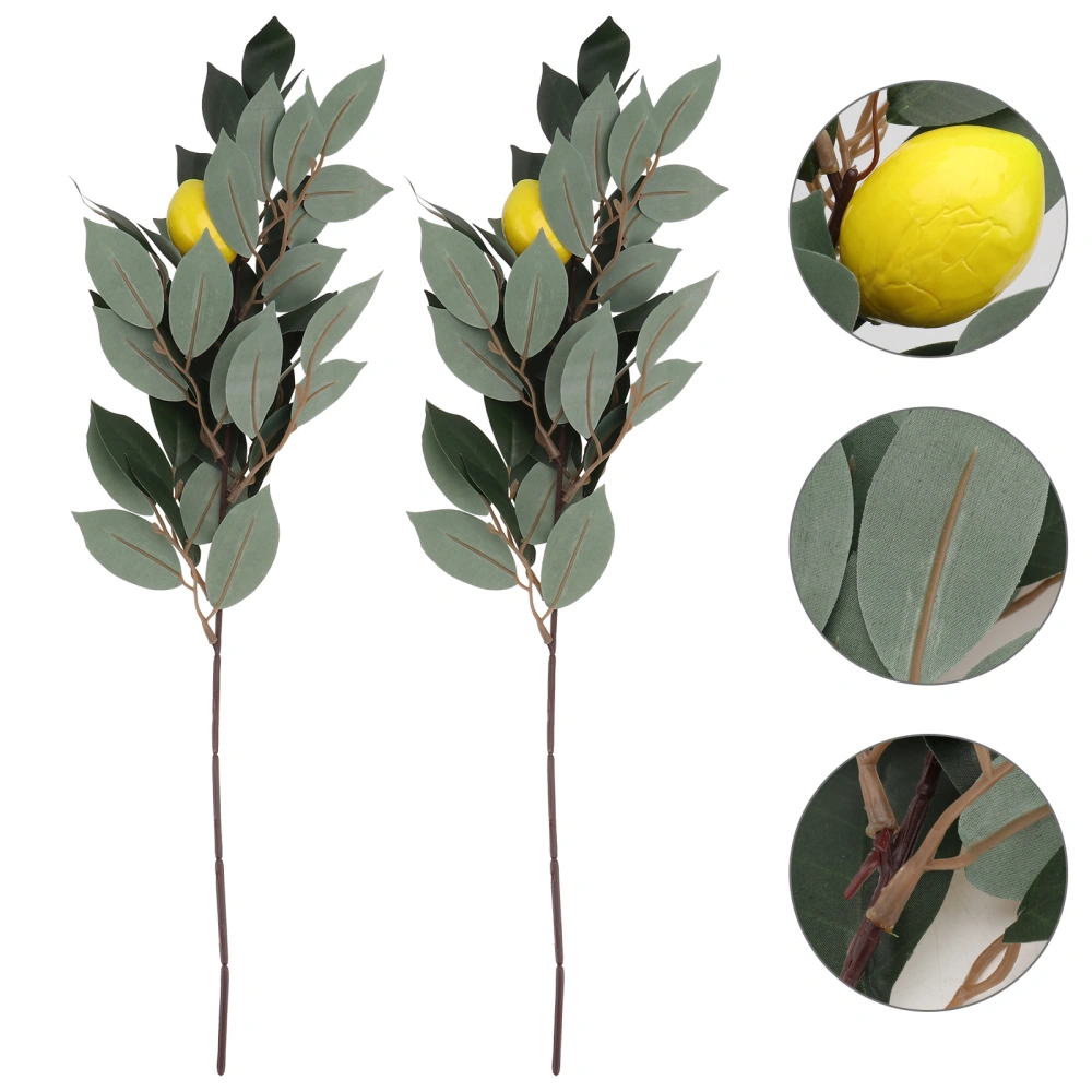 2pcs Simulated Lemon Plant Decor Artificial Green Plant Decor for Home (Green)