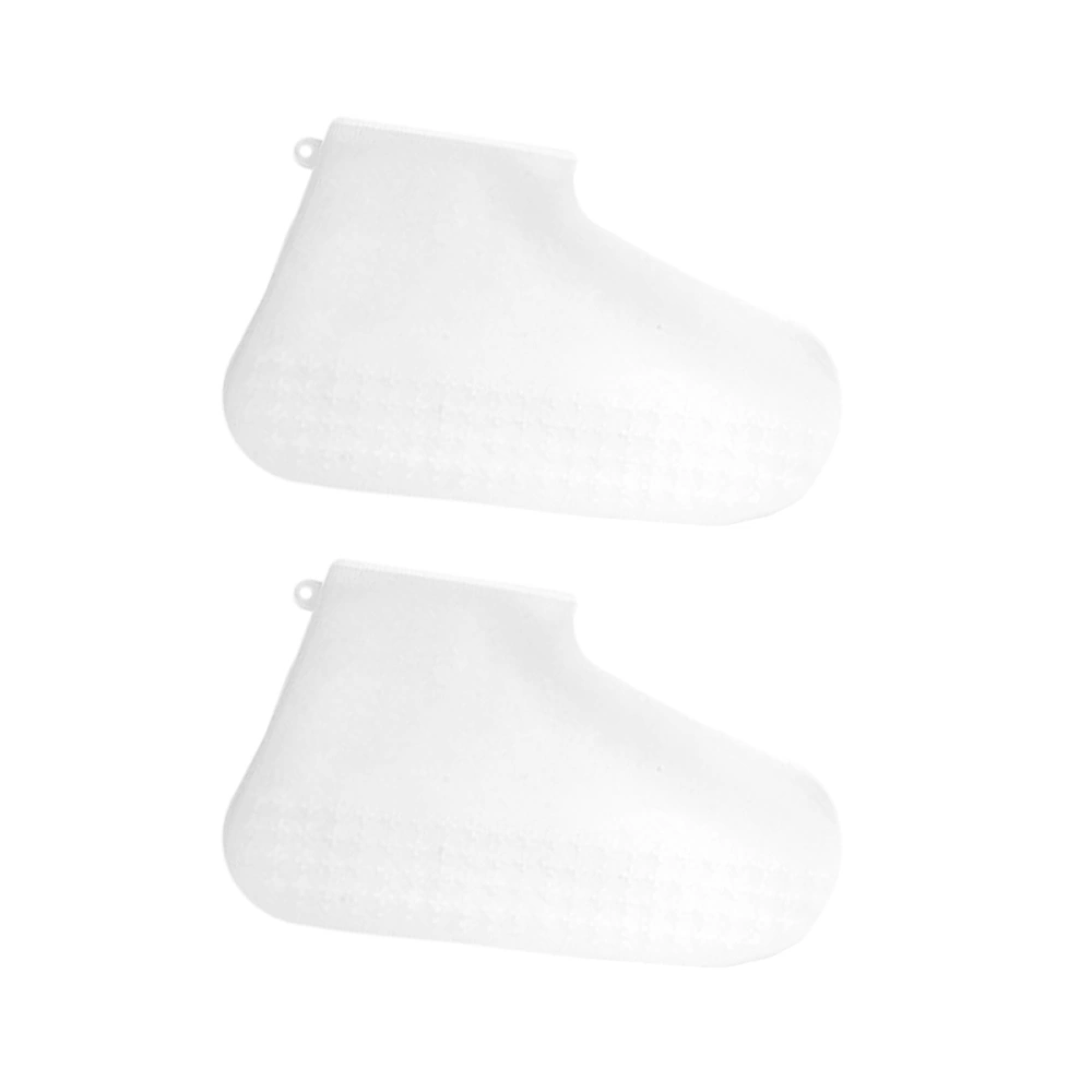 Silicone Outdoor Shoe Cover Portable Rain Proof Shoes Cover Anti-slip Rain Shoes Cover (White, Size L)