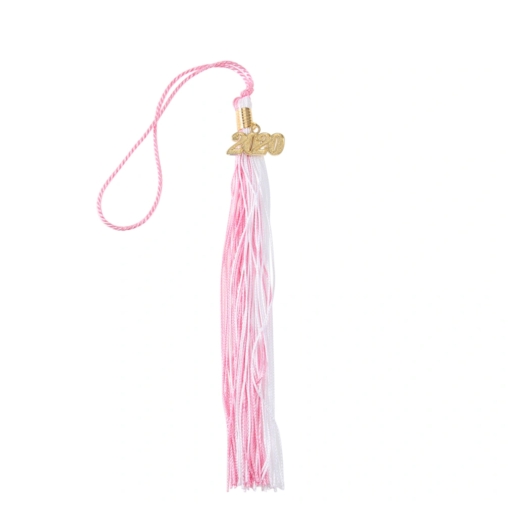 40cm Doctor Bachelor Hat Tassel Hanging Ear Clothing Graduation Accessories Hanging Pendant Tassel(Pink and White)