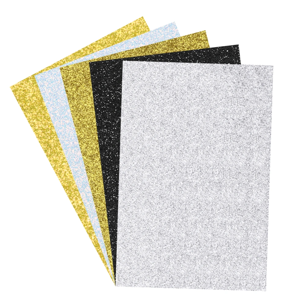 5pcs A4 Faux Leather Sheets DIY Synthetic Glitter Litchi Leather for Handicraft Shoes Bags Making