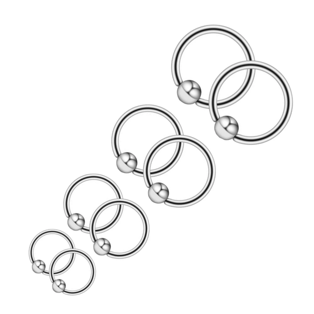 16Pcs One Set Delicate Curved Ring Piercings Jewelry Simple Piercing Jewelry Stainless Steel Studs for Eyebrow Nose Lip Body (Black)