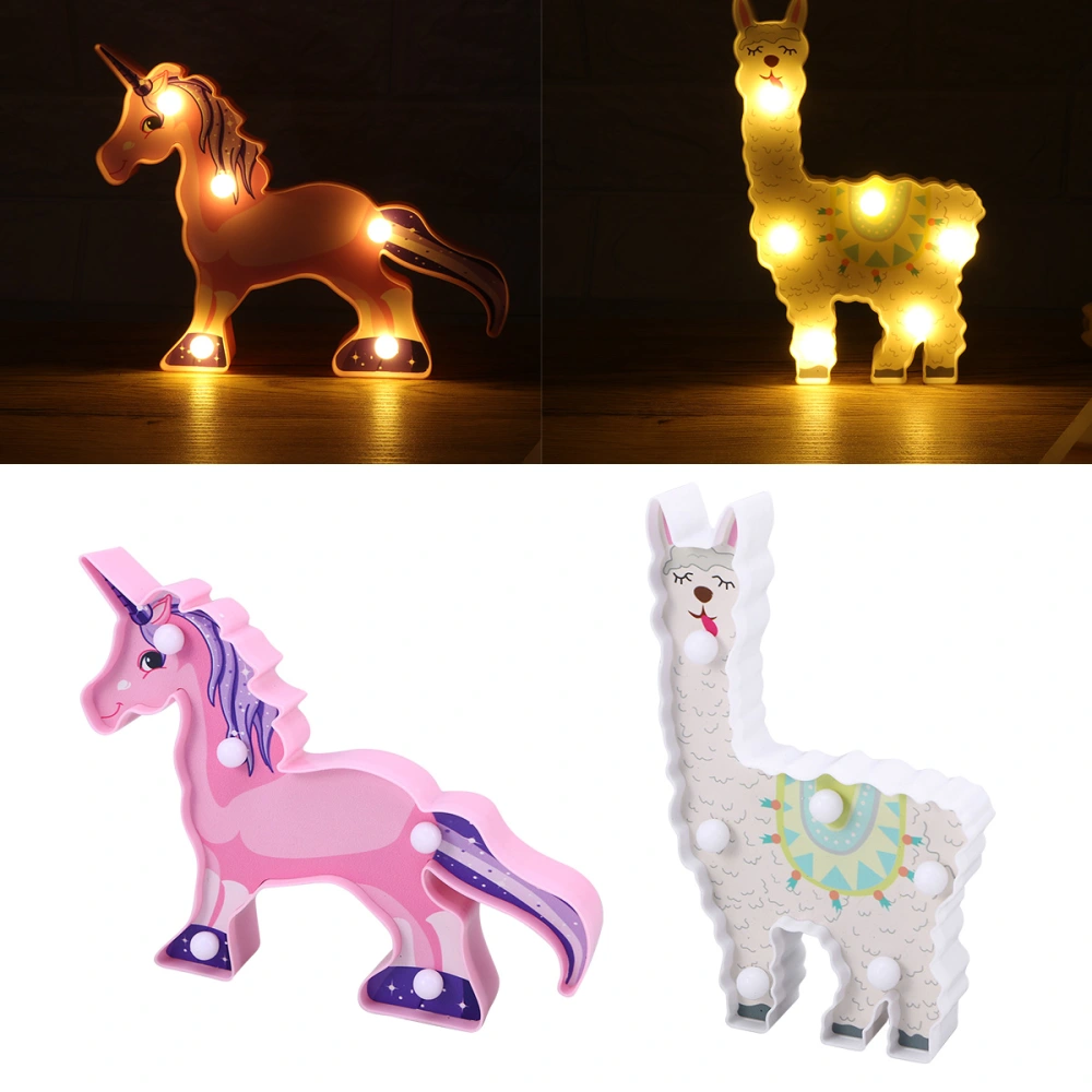 Colored Drawing Llama Night Light Decorative LED Light Up Llama Decor Signs Llama Toy Kids Gifts without Bettery for Home Table Wall Decoration Girls Room