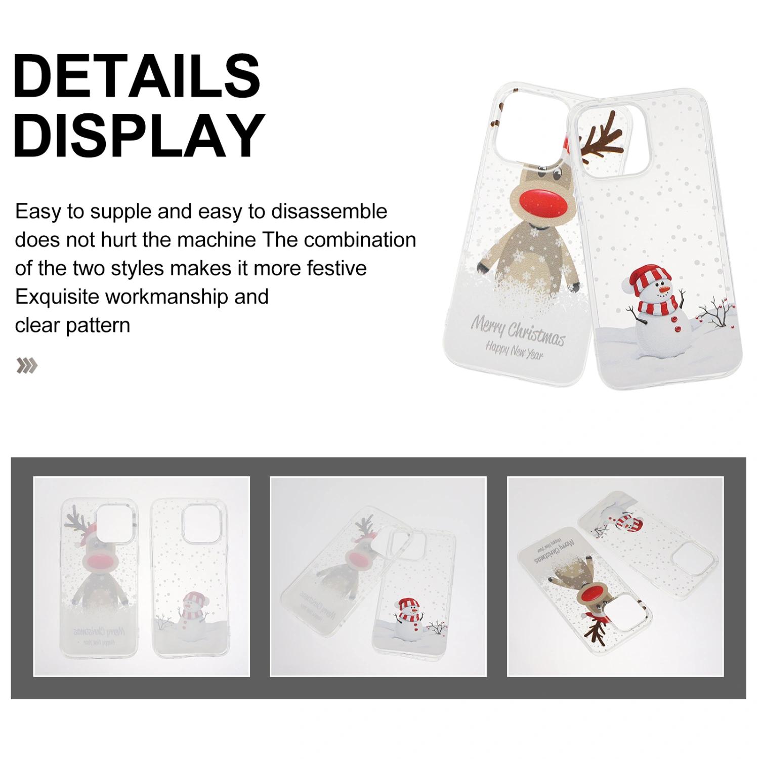 2Pcs Christmas Phone Cases Smartphone Case Compatible for iPhone13 Pro (Assorted Color)