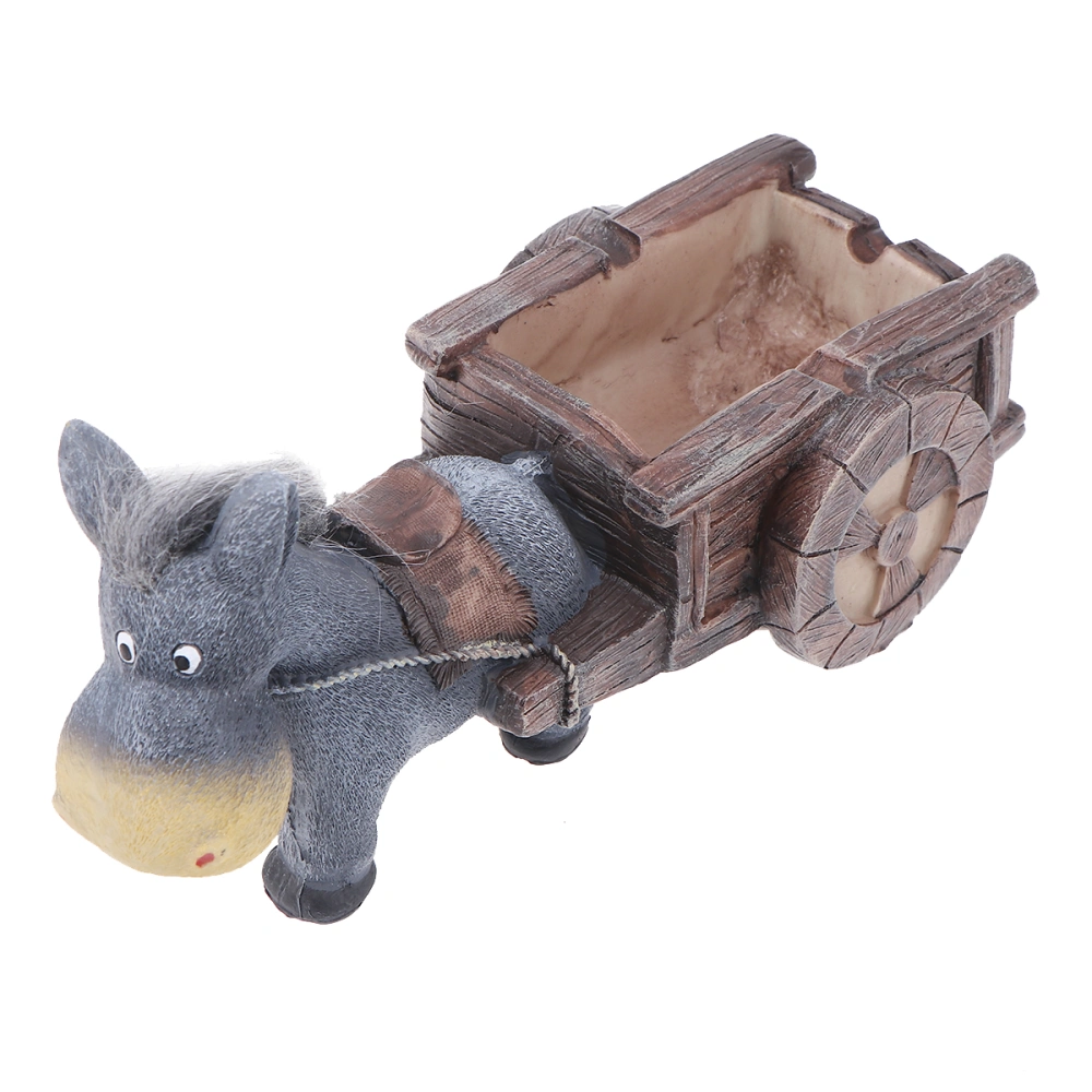 Donkey Cart Ashtray with Cover Ornament Decoration for Living Room Garden