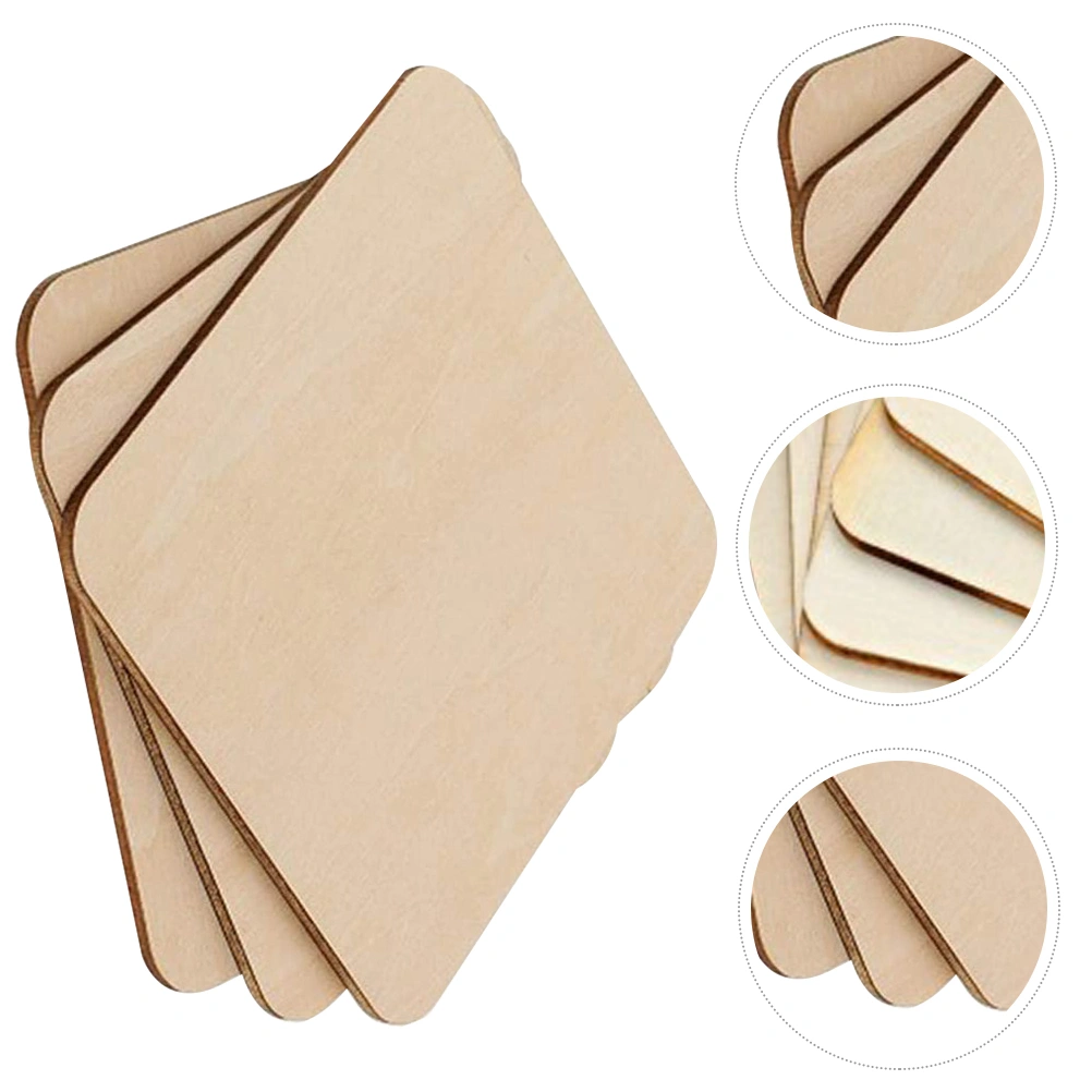 10pcs Unfinished Wood Pieces Square Blank Wood Natural Slices DIY Crafts