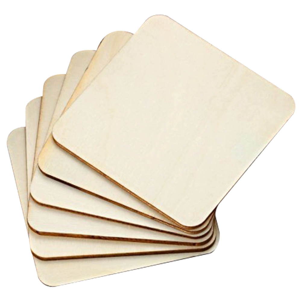 10pcs Unfinished Wood Pieces Square Blank Wood Natural Slices DIY Crafts
