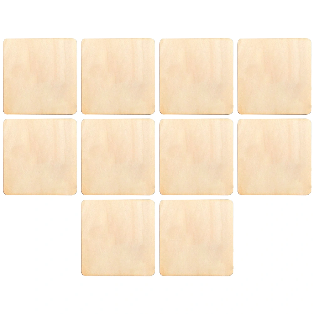 10pcs Unfinished Wood Pieces Square Blank Wood Natural Slices DIY Crafts