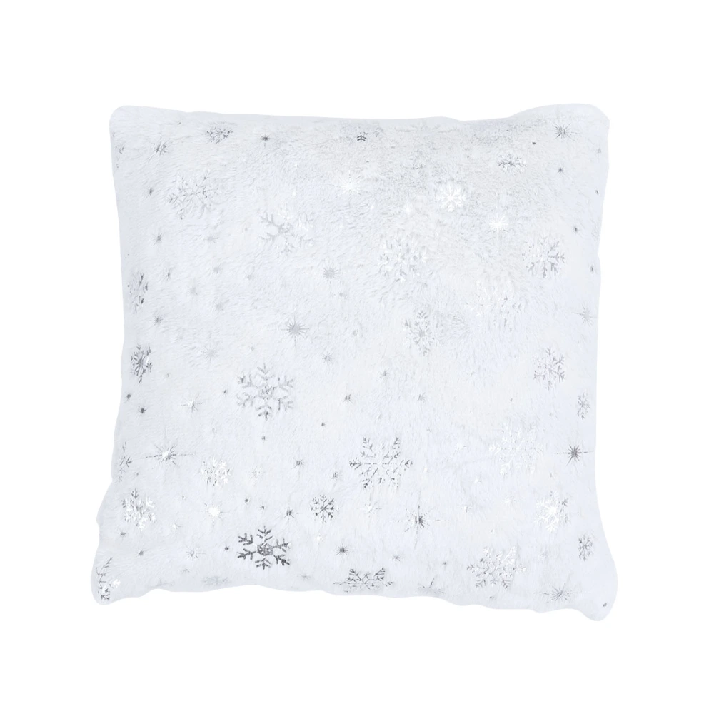 1PC Snowflake Pattern Throw Pillow Case Decorative Cushion Cover Pillow Protector for Home Sofa Bed Living Room (White)