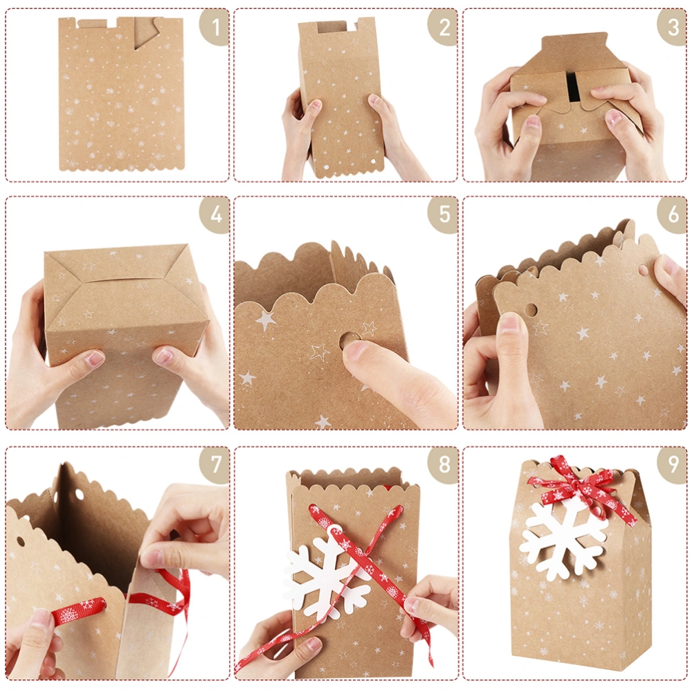 24 Pcs 1 Bag Christmas Candy Storage Pouches Exquisite Gift Boxes (Khaki)