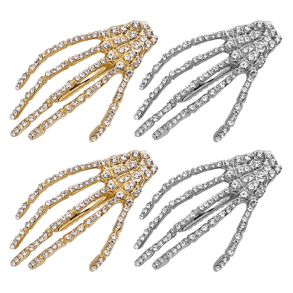 4pcs Halloween Rhinestone Duckbill Hair Hairpin Alloy Barrettes Hair Accessories