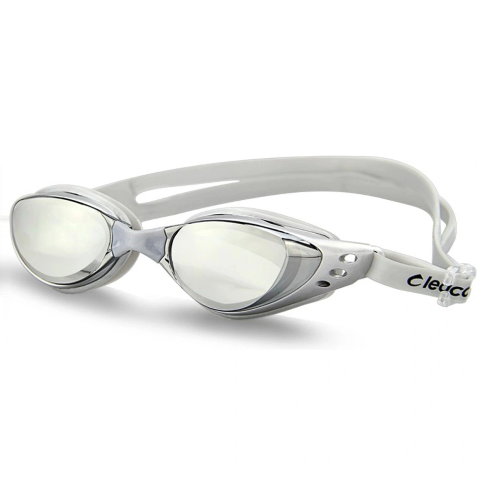 Leacco DL603 Adjustable Unisex Adult Non Fogging Anti-UV Swimming Goggles Swim Glasses (Silver)