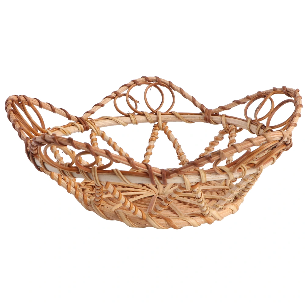 1Pc Rattan Woven Fruit Basket Simple Home Storage Basket Party Basket Khaki