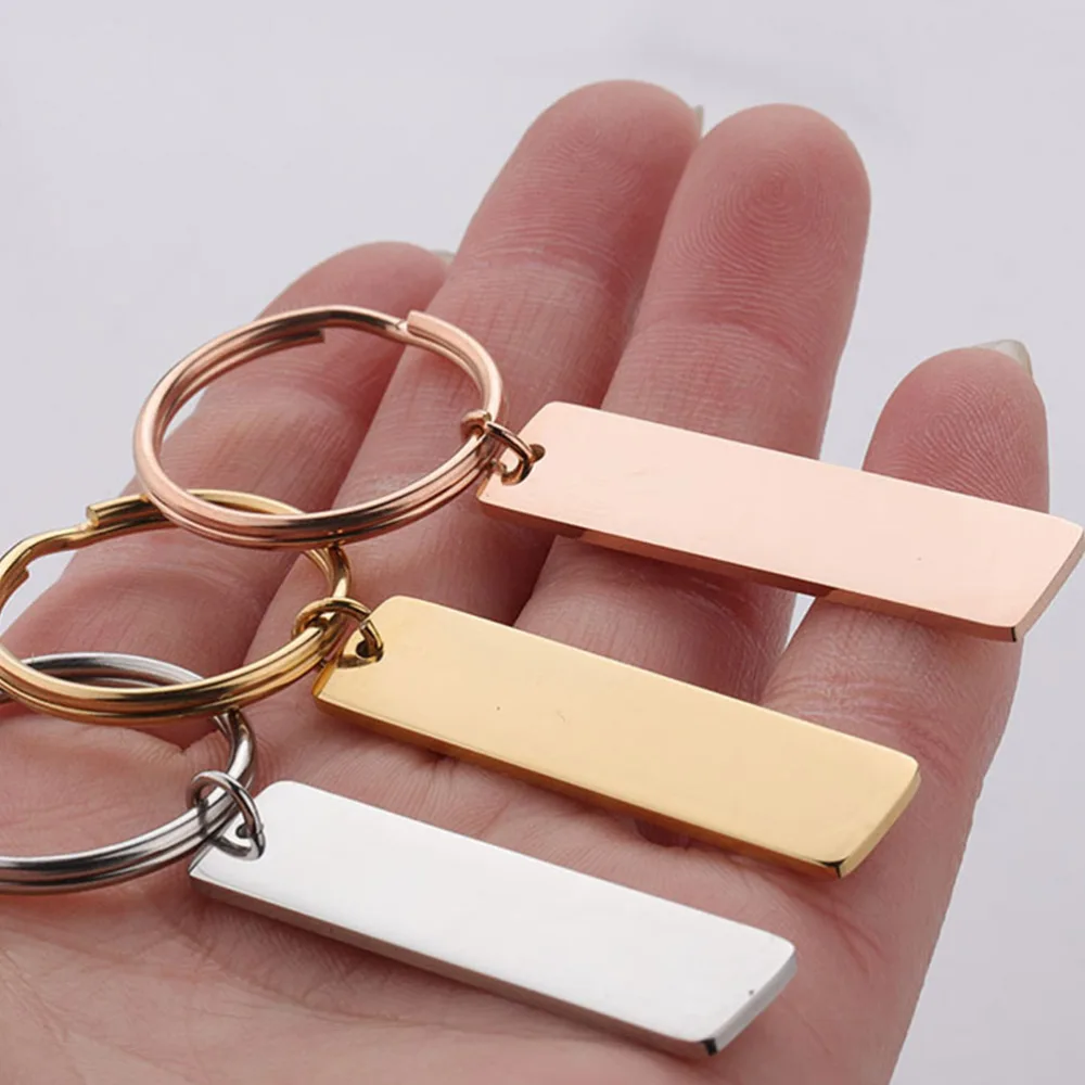 2Pcs DIY Blank Keychains Stainless Steel Key Rings Unfinished Keychains