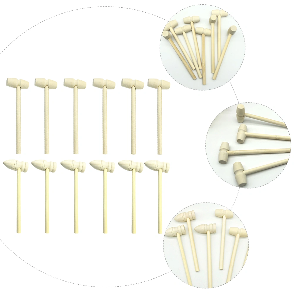 1 Set 24 Pcs Solid Wooden Mini Hammers Children Wooden Toys Creative DIY Hammers