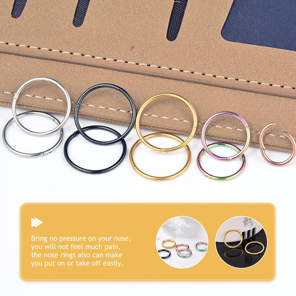 5pcs Nose Hoops Ear Rings Stainless Steel Fake Nose Rings Body Piercing Jewelry