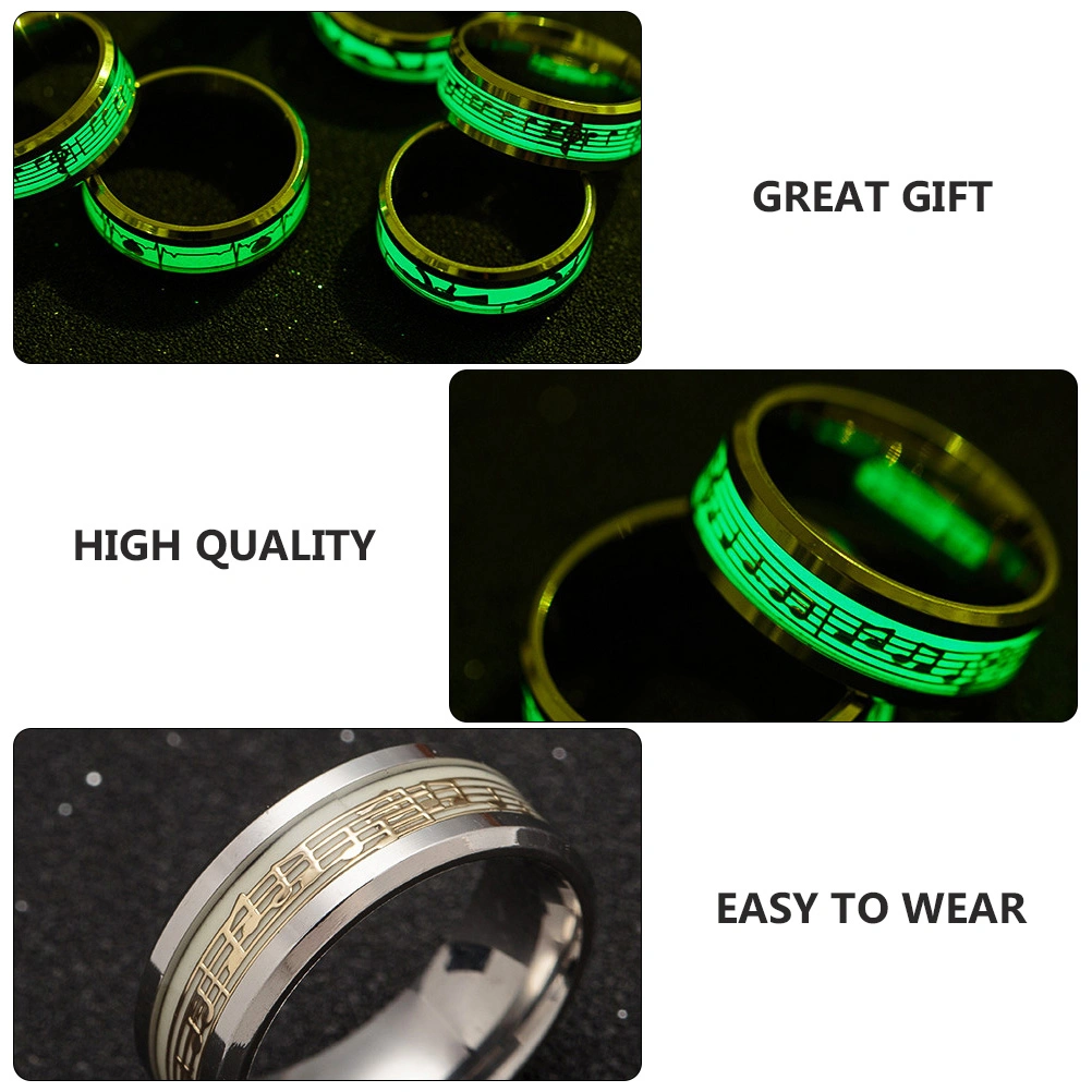 1Pc Luminous Musical Notation Ring Finger Ring Fashion Finger Jewelry (Golden)