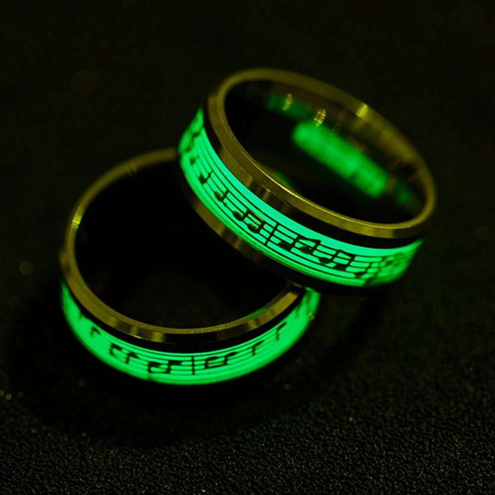 1Pc Luminous Musical Notation Ring Finger Ring Fashion Finger Jewelry (Golden)