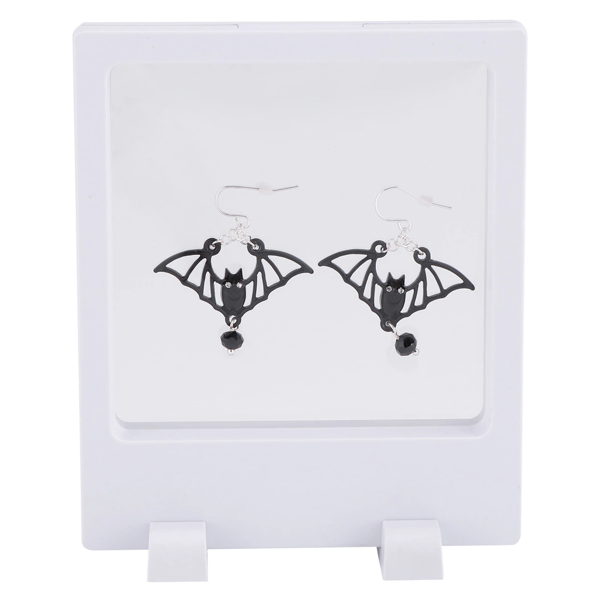 3pcs Transparent PE Film Holder Jewelry Display Box Film Jewelry Display Rack Jewelry Showing Case for Shop Mall (Square Foot, White, with Base)