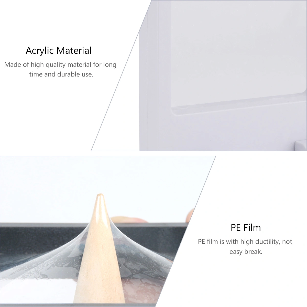3pcs Transparent PE Film Holder Jewelry Display Box Film Jewelry Display Rack Jewelry Showing Case for Shop Mall (Square Foot, White, with Base)
