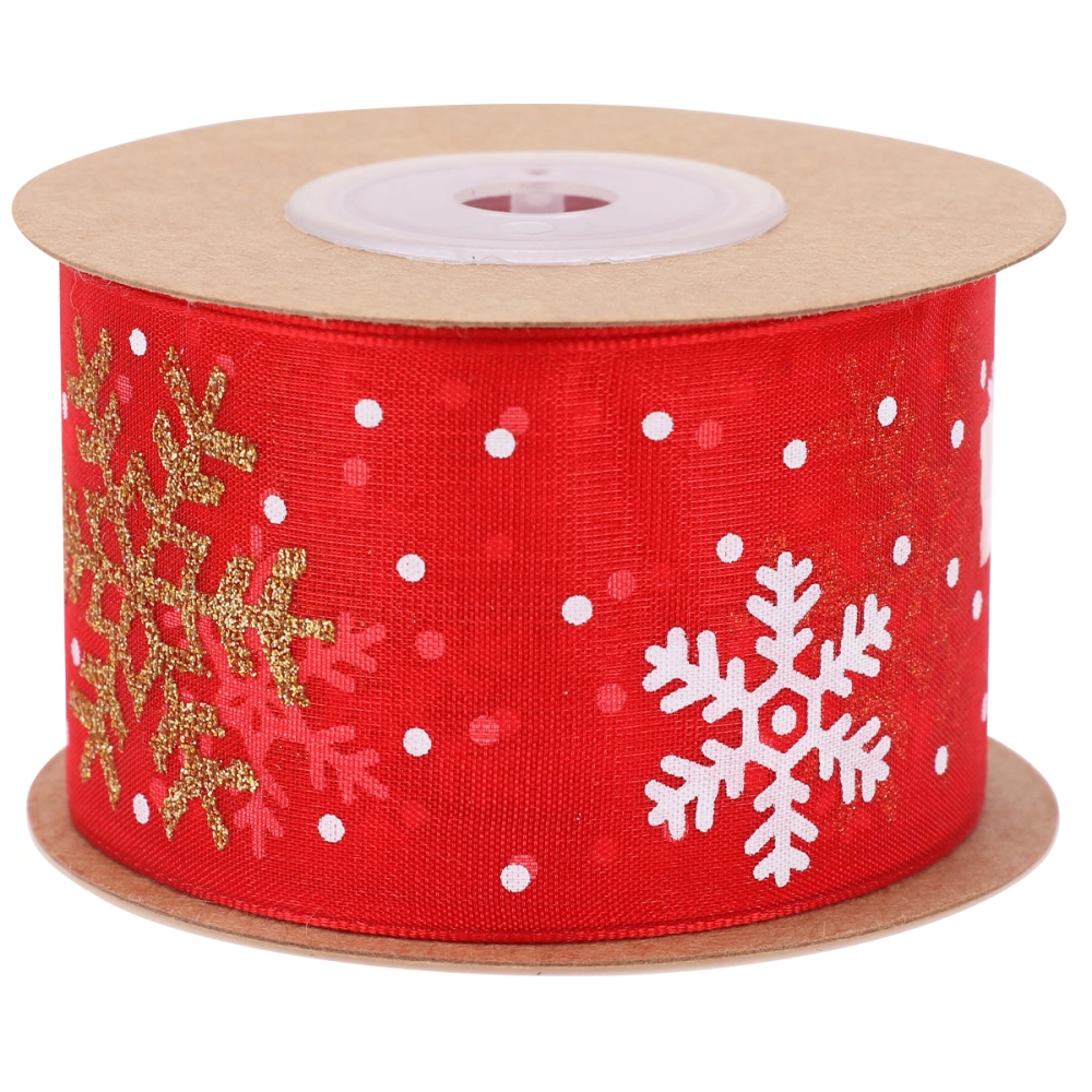 1pc Christmas Packaging Ribbon Christmas Snowflake Pattern Gift Wrapping Ribbon