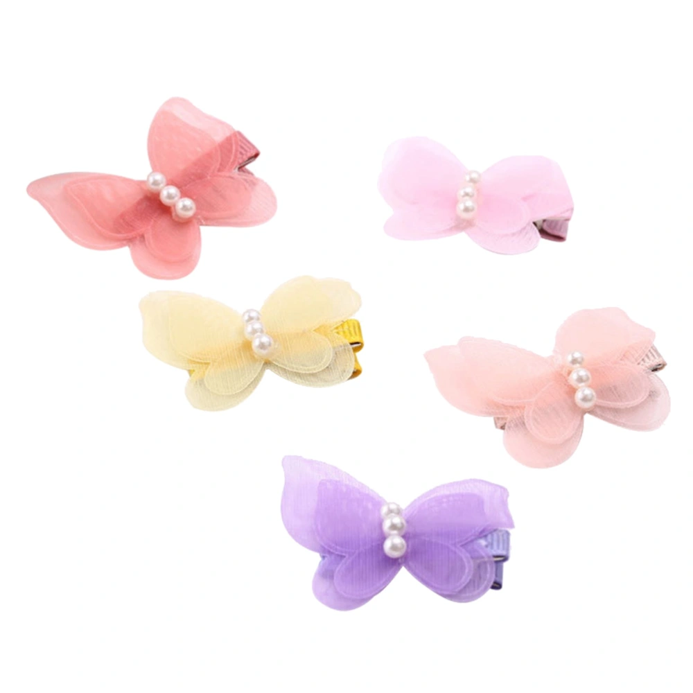 10 Pcs Lovely Hair Clip BB Clip Chiffon Bow Pearl Shaped Hairpin for Little Baby Girl Toddlers Daily Use (Mixed)