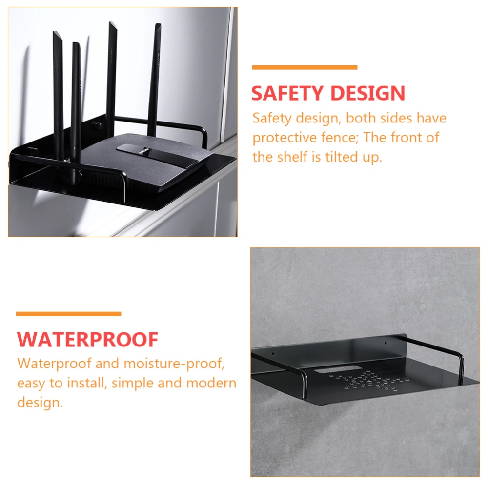 1pc TV Set-top Box Holder Household TV Shelf Screen Storage Rack (Black)