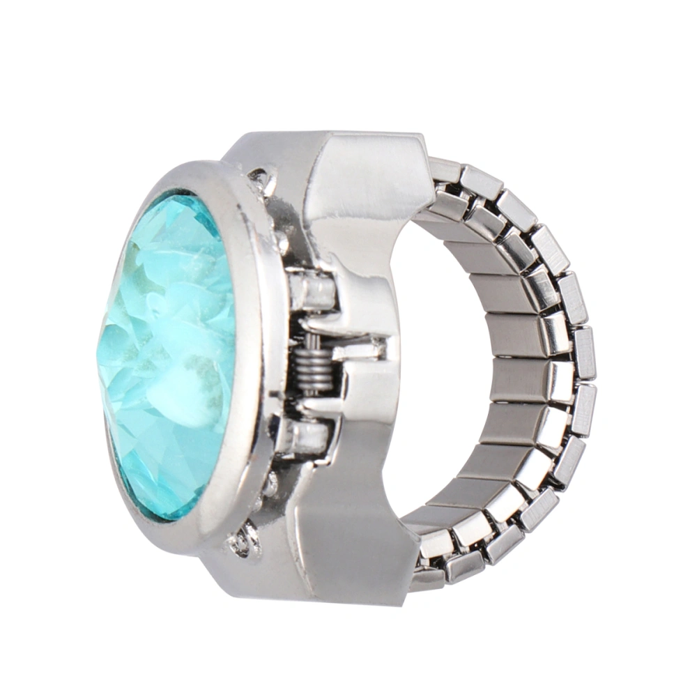 Special Oval Watch Shaped Finger Ring Fashion Exquisite Quartz Watch Ring for Men Women (Lake Blue)