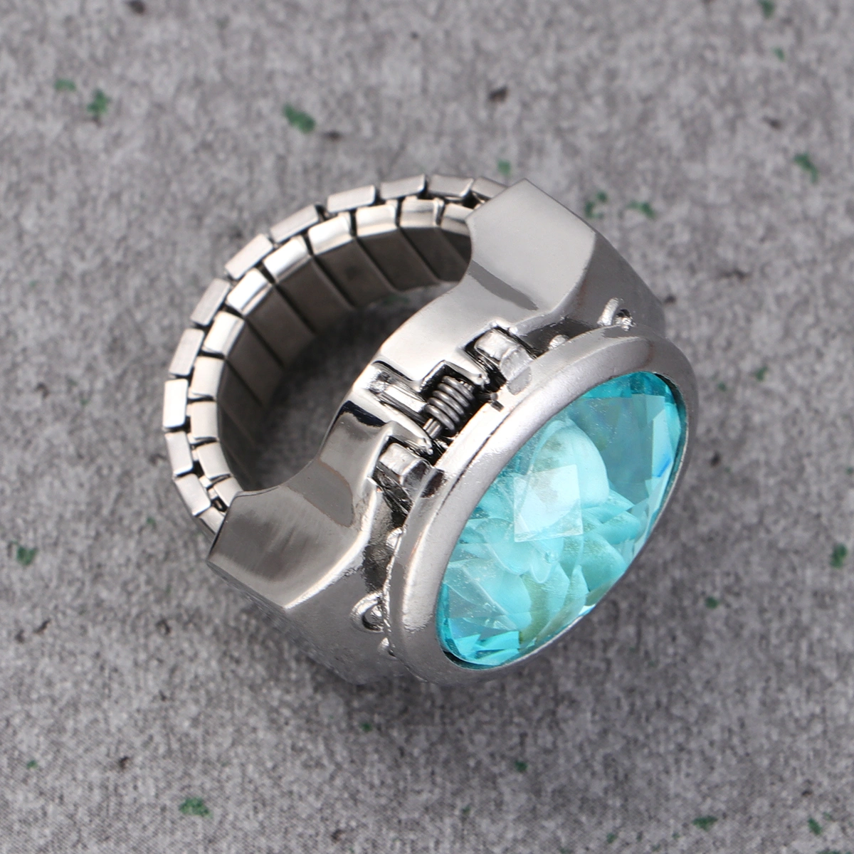 Special Oval Watch Shaped Finger Ring Fashion Exquisite Quartz Watch Ring for Men Women (Lake Blue)