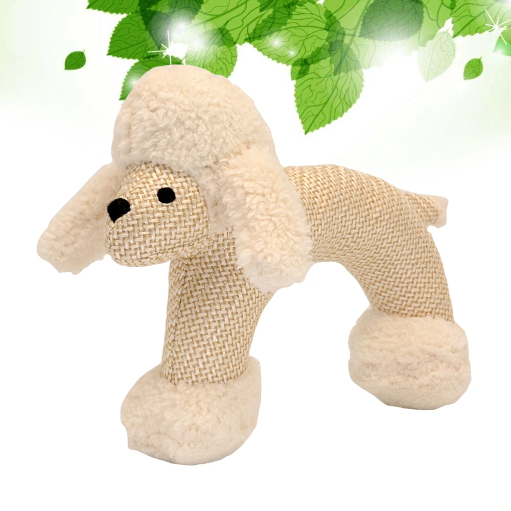 1Pc Pet Toy Bite Resistant Toy Nontoxic Plush Toy Pet Dogs Puppy Toy with Squeakers for Chew Teething and Boredom (Beige Poodle)