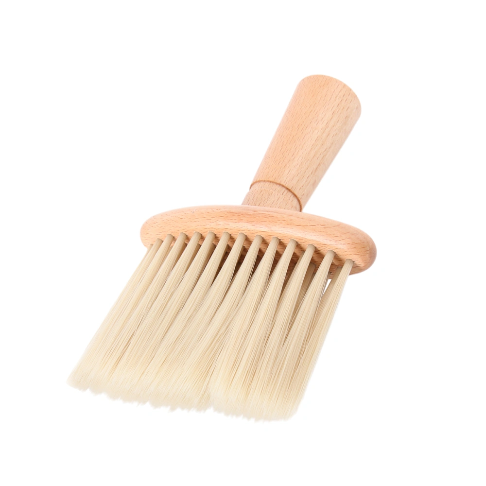 Portable Wooden Handle Barber Neck Duster Brush Hair Cutting Kits Hair Salon Removal Brush Broken Hairbrush for Barber Shop (Beige)