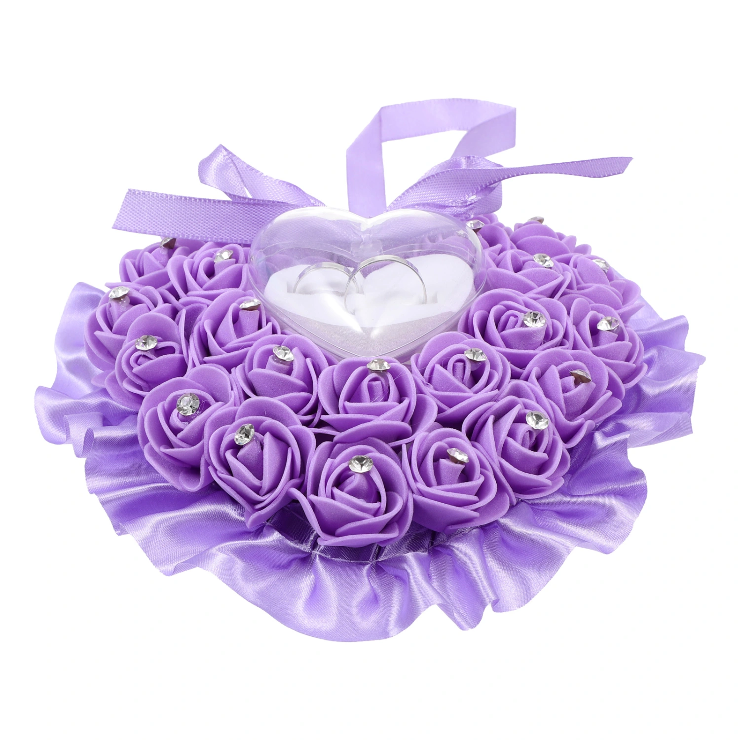 Wedding Heart Rose Flower Ring Box Ring Storage Case Ring Pillow for Wedding