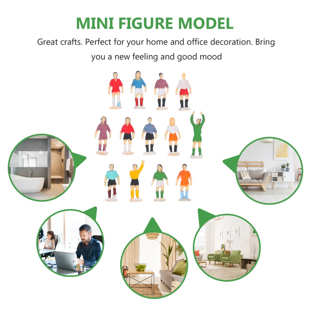 1 Set/13pcs Mini Football Player Figure Model Simulation Character Desktop Decor