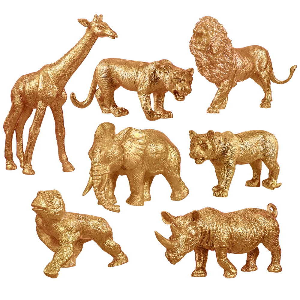 GADPIPARTY 7pcs Simulation Animal Toys Mini Animal Models Animal Shaped Desktop Decorations Animal Display Models