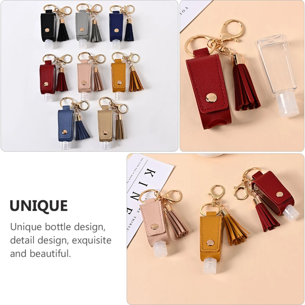 4Pcs Tassel Bottle Key Ring Hand Sanitizer Bottle Cover Keychain Random Color